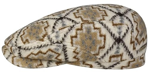 Stetson Navajo Driver Jersey Flatcap Vierteiliger Schnitt Meliert mit Baumwollfutter Made in EU Herren Herbst/Winter cremeweiß XL (60-61 cm)