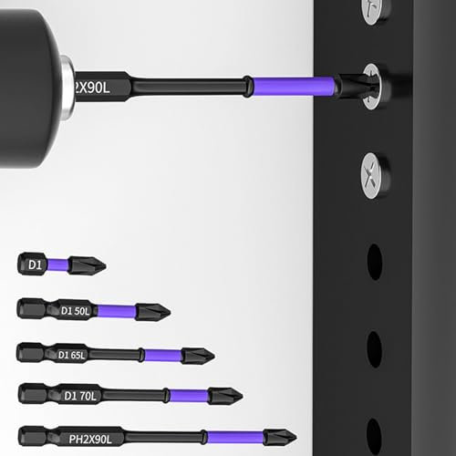 Yiiannda D1 Anti-Slip and Shock-Proof Bits with Phillips Screwdriver Bits, 6 Piece Phillips Magnetic Screwdriver Bit Set