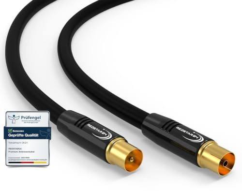 RedStar24 Antennenkabel 20m Schwarz – Stecker zu Buchse Koaxial IEC – Premium HDTV Koaxialkabel für Kabelfernsehen | TV Kabel: Kompatibel mit TV, Radio, DVB-T/T2, DVB-C, DAB