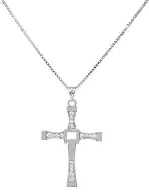 BEABAG Speed and Passion Kreuz-Anhänger-Halskette Dominic Toretto 925 Silberkette Herren-Edelstahl-Kreuz-Hals-Anhänger-Schmuck Weihnachten Thanksgiving-Geschenke Unisex