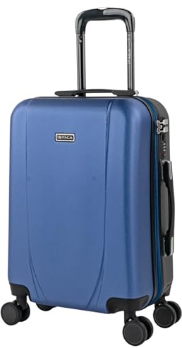ITACA - Maleta de Cabina 55x40x20 de Viaje rígidas Trolley con 4 Ruedas Dobles para Avion Ligera Equipaje de Mano candado de combinación., Azul Marino-Antracita