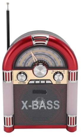 Radio AM FM Vintage, Radio Portable Rétro à Ondes Courtes avec Haut-Parleur Bluetooth, Radios Numériques Rétro Rechargeables, Mini Radio Prend en la clé USB et la (Rouge)