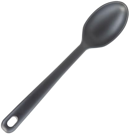 VFM - Solid Spoon Heat Resistant Slotted Turner Kitchen Recycled Materials Cooking Utensil, Nonstick Large & Long Accessory for Mixing Serving Stirring Basting Frying and Draining - 32cm Black