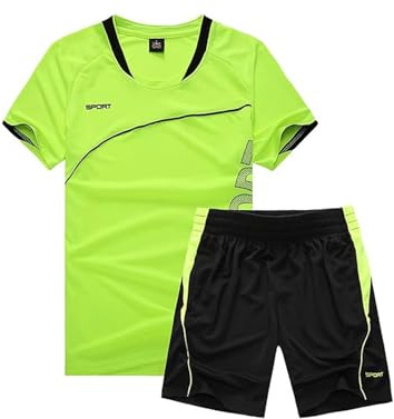 Cozozn Fußball Trikots Sport Set Shorts und T-Shirt-Set Jungen Fussball Trikot Trainingsanzug Kinder Fußballtrikots, 6-7 Jahre, Grün(Etikett: 22)