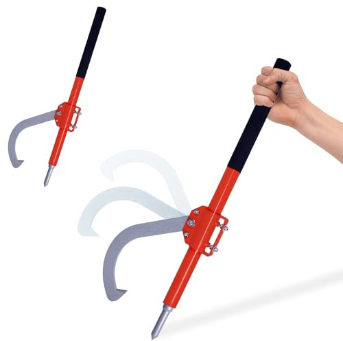 FEBTECH Log Peavey - Peavey de acero al carbono para separar leña apilada con mango de goma y gancho totalmente ajustable, herramienta perfecta para madereros, aserradores y trabajadores de la madera