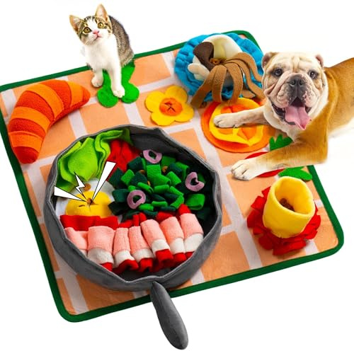 MEWOOFUN Schnüffelmatte für Hunde abnehmbares Futterspiel zum Thema gegen Langeweile und langsames Fressen – Schnüffelmatte für kleine, mittelgroße und große Hunde 40X40CM