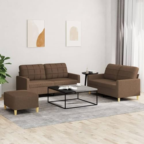 Xichuzi 3-TLG. Sofagarnitur mit Kissen Braun Stoff, Sofa Mit Relaxfunktion, Couchgarnitur, Wohnzimmer Sofa, Couch, Sofa Set 3201285