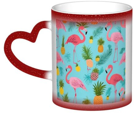 XDCYWBZDBC Kaffeetassen und Tassen mit Flamingo-Druck, große Teetassen und heiße Schokoladentassen, heiße Getränke, groß, orientalisch, klassisch, ausgefallene Tassen, das beste Geschenk für Paare,