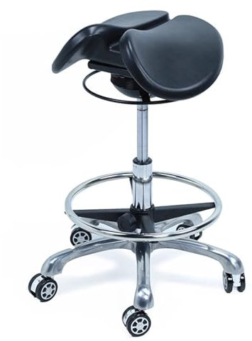 Sattelstuhl Dentalhygieniker Sattelstuhl, höhenverstellbarer rollender ergonomischer Drehstuhl, Bürostuhl für Klinik Zahnarzt Spa Massagesalons Studio,A2,50~65CM