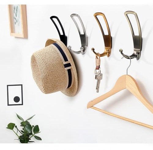 Ganci Appendiabiti Da Parete, Doppio Gancio Per Appendiabiti in Lega Di Zinco, Vintage Appendini Da Muro Ganci Attaccapanni Con Viti Per Camera Da Letto, Bagno, Guardaroba ,4 Pack,Multi-colored