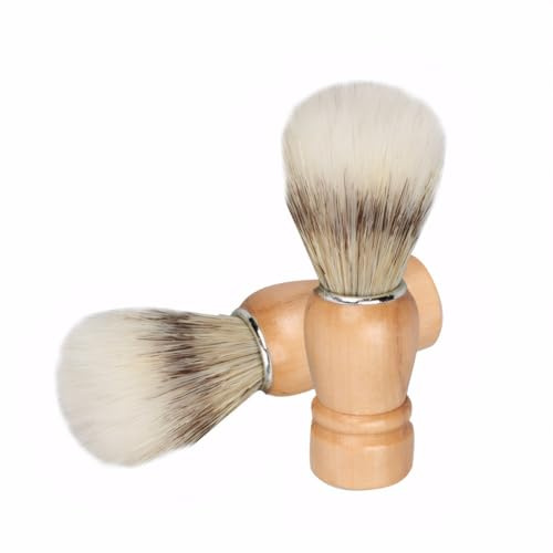 Shaving Brush with Ergonomic Wooden Handle,2 Pcs Mens Travel Shaving Brush for Hair & Beard Care,Luxury Badger-Style for Soap & Foam Preparation
