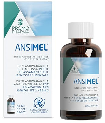 Ansimel – Integratore per Ansia e Stress - Con Ashwagandha, Tiglio, Biancospino - Favorisce il Rilassamento e il Benessere Mentale - Flacone da 50 ml