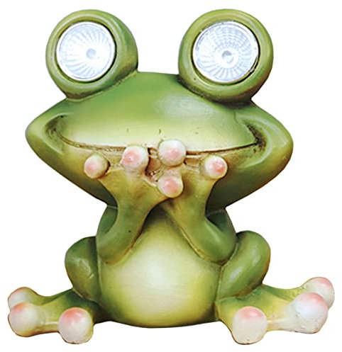 FONDOTIN Solar Frog Light Outdoor Garden Ornament Resin Frog Figurine for Patio Lawn Solar Powered Animal Decor for Yard and Garden