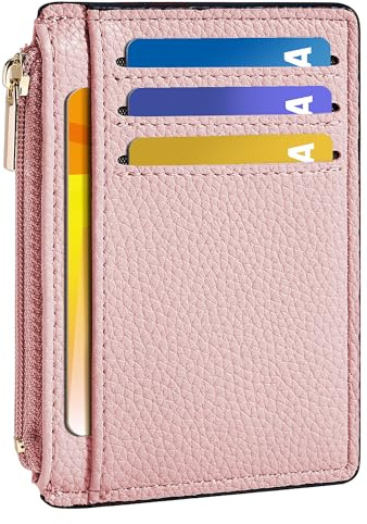 Tipmile Womens Credit Card Holder Wallet, Small Slim RFID Blocking Sleeve | Mini Tiny Cute ID Case, Minimalist Zipper Pocket Wallet, Thin Coin Purse, Mothers Gift