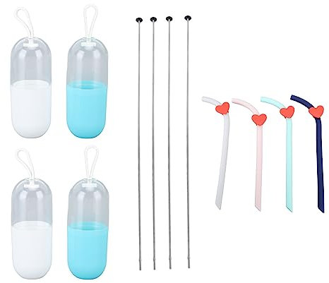 DIRBAK Pajitas de silicona plegables Conjunto de pajitas de silicona de grado de comida portátil reutilizable para picnics de campamento al aire libre Vida de vehículos recreativos Hogar