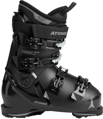 ATOMIC HAWX Magna 80 Skischuhe in Schwarz/Anthrazit - Größe 40.5/41 - Breite Ski-Boots mit 102 mm Passform & 80er-Flex - Hochwertige Ski-Schuhe mit Prolite-Konstruktion