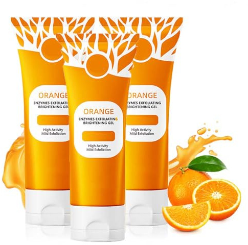 Orange Exfoliating Gel, 2025 Neu Peeling für Gesicht Feuchtigkeitsspendendes Peeling, Orange Exfoliating Brightening Gel für Tiefenreinigung und Glättung (Orange,3Pcs, 100g)