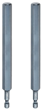 sourcing map Lot de 2 embouts de tournevis à tête hexagonale plate H12 (12 mm), pointe magnétique 6,35 mm, tige hexagonale de 150 mm de long, en acier S2, tournevis métriques hexagonaux, douille, bleu