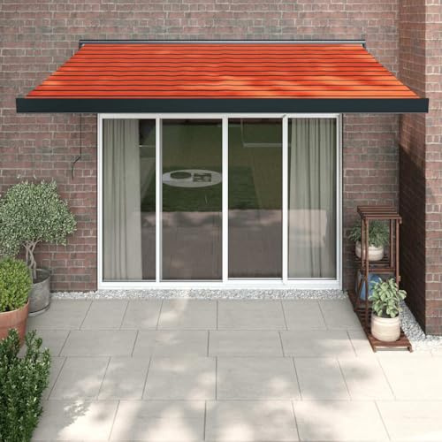Tenda da Sole Retrattile Elettrica, Arancione e Marrone 3x2.5m, Tessuto Poliestere con PU e Alluminio, Tendone da Esterno per Balcone Terrazza Giardino, con Telecomando