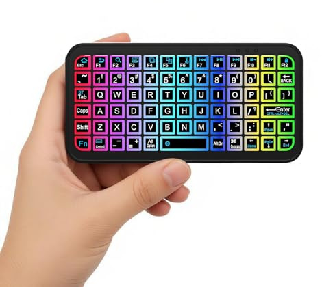 Mini Clavier Bluetooth Rétroéclairé, Petit Clavier Portable Sans Fil, Rechargeable Wireless Keyboard Multimédia Silencieux,QWERTY Universel Pour iOS/iPhone/iPad/Mac/Android/PC/Tablette/Windows/Mac