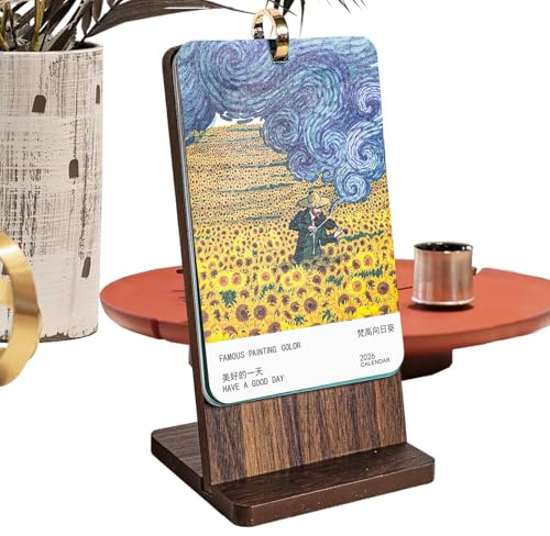 Calendario da tavolo, dipinto a olio vintage, per organizzare il calendario, per il posto di lavoro, casa, tavolo, pianificazione, scuola, , famiglia