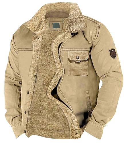 Generisch Winterjacke Herren Sherpa Fleece Leichte Jacke Flauschiger Thermo Kapuzenmantel Für Alltag Kaltes Wetter, M-3XL
