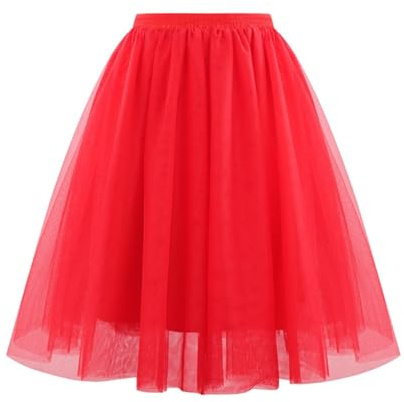 Tüllrock Karneval Fasching Lang Damen Tüll Rock Petticoat Pastell Puffy Mit Elastische Hohe Taille Tütü Röcke Rockabilly Tutu Midirock 2026 Karneval Kostüm Damen