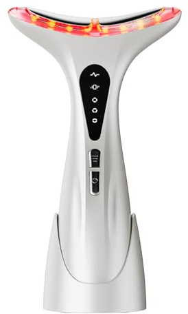 Falten Gesichtsmassagegerät Gegen，2026 Elektrisches Gesichtsmassage Facial Lift，7 Farben Licht EMS Gua Sha Elektrisch 3 Modus Konstante Erwärmung auf 45±5°C V Shape Face Gerät，Mit Ladestation (Weiß)