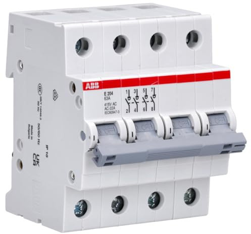 ABB E204/63G Trennschalter 4-polig, 63A Lasttrennschalter | 400V AC Schaltgerät nach IEC/EN 60947-3, 4 TE Breite, Positive Opening für maximale Sicherheit 2CDE284001R1063