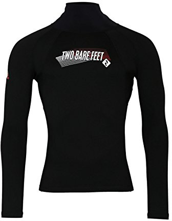 Two Bare Feet Adults Thermal Fleece Lined Rash Guard Vest - Long Sleeve UV Protection Surf Base Layer, Wetsuit Swimming Top for Surfing, Snorkelling & Watersports (Black, L)