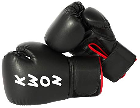 KWON® STEKO TRAINING Profi Speziell für Vollkontakt - 12 Unzen - Boxhandschuhe Leder PU Box-Handschuhe schwarz / rot Boxen Kickboxen Free Fight Muay Thai Thaiboxen MMA K-1 K1