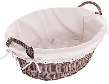 e-wicker24 561-60/S/O Wäschekorb aus Weide, Korb, Dunkelbraun, 60 x 44 x 23 cm