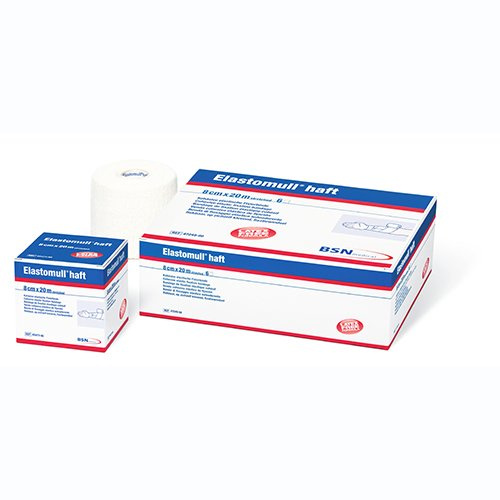 10 Fixierbinden 4 m x 8 cm weiss Elastomull haft kohäsiv und elastisch, 1 x 10 Stück
