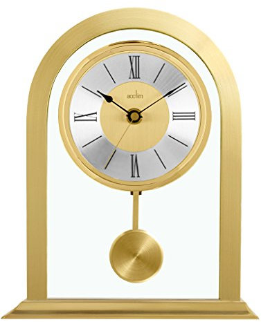 Acctim 36938 Colney Stylish Metal and Glass Pendulum Quartz Mantel Table Clock in Gold