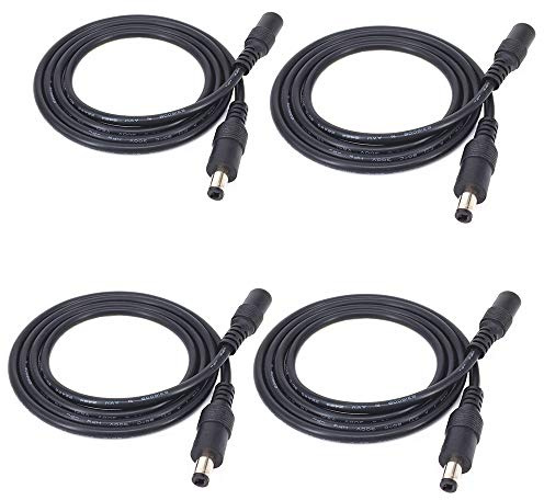 HUABLUE 4pcs/pack schwarz 1m DC Verlängerungskabel Stecker auf Buchse Stecker Verlängerungskabel 2.5mm * 5.5mm Stecker Netzteil, Power Plug Hohlstecker ，strom verlängerungskabel