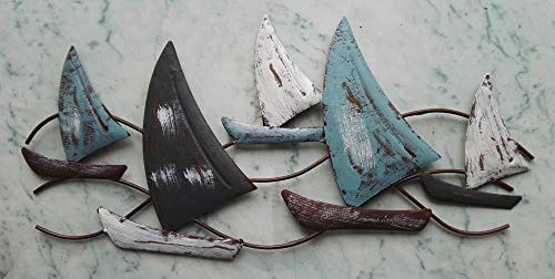Deko-Impression Wunderschönes Wandobjekt Segler Segelschiffe Wanddekoration aus Metall