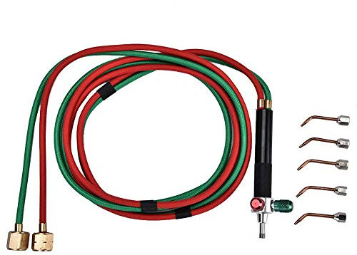 TMISHION Torcia di Saldatura Gioielli, Strumenti per la Lavorazione dei Gioielli Pistola a Fiamma per Torcia a Ossigeno con 5 Punte
