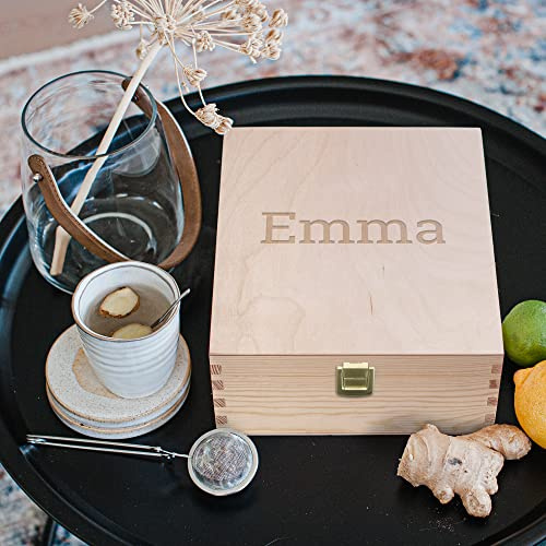 your surprise Personalisierte Teebox mit Namen oder Text - Teebox mit name aus Holz mit laser gravur