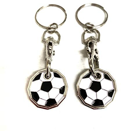 UK Phoenix Trolley Token New £1 Coin Shape 12 Sided Shopping Cart Key Ring Release Shop Locker Keychain (2 x Football)