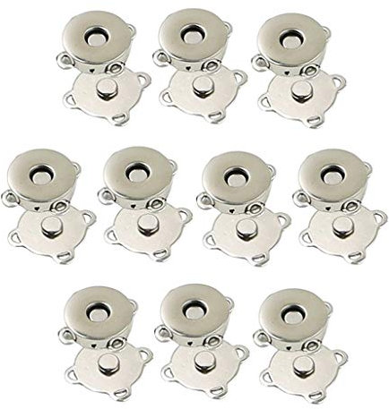 P Prettyia 10pcs Magnetverschluss zum Annähen Ø 14mm / Magnetknopf/Druckknopf/Magnetknöpfe - Silber