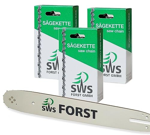 38cm SWS Forst GmbH Schwert mit 3 Vollmeißel Sägeketten 325 1,5mm 64TG kompatibel mit Husqvarna 353