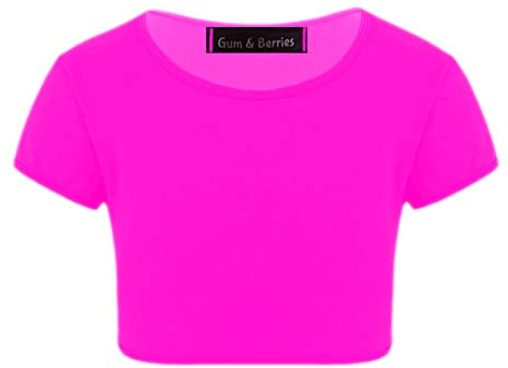 Kinder Mädchen Neon fluoreszierend einfarbig Kurzarm Crop Tops T-Shirt Tee Top Tanzkleidung Gymnastik Kostüm Alter 3-14 Jahre