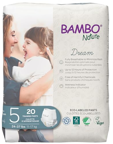 Bambo Nature Hypoallergenic Training Pants, Eco-Labeled Training Pants, Totally Chlorine-Free - Size 5 (24-37lbs) - 20 Count