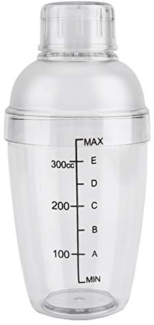 Coctelera de Plástico, Coctelera de Plástico Transparente Coctelera de Plástico con Escala Y Colador Mezclador de Bebidas Superior Coctelera de Mano Copa con Escalas(300ml)