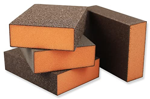 Schleifblöcke 4 Stück (60,100,150,220 Körnungen) Grob/Mittel/Fein/Superfine Nass und Trocken Schleifpads Waschbar und Wiederverwendbar Schleifschwamm für Holz Metall Wand Polieren