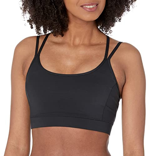 Amazon Essentials Reggiseno Sportivo da Donna Active Sculpt con Spalline Posteriori, Nero, M