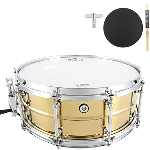 EASTROCK Snare Drum 14 X5.5 Inches Professional Snares for Drummer, Adult, Advanced Drum Set Snare Drums (Brass Color)