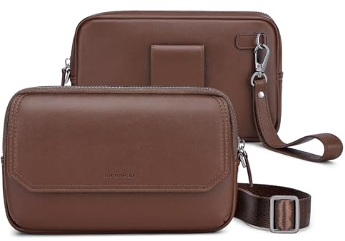 nuoku Gürteltasche Herren mit Gürtelschlaufe für iPhone 17/16/15/14/13/12 Pro Max Series, Handytasche Gürtel Halter Samsung Galaxy S, Mehrzweck Handy Gürteltasche mit Kartenhalter(Braun)