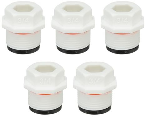 PATIKIL Tapón de Extremo de Conector de Tubería PPR con Rosca Macho Hexagonal Externa de 3/4 5 Piezas Tapones para Detener la Filtración en Riego de Jardín Crema