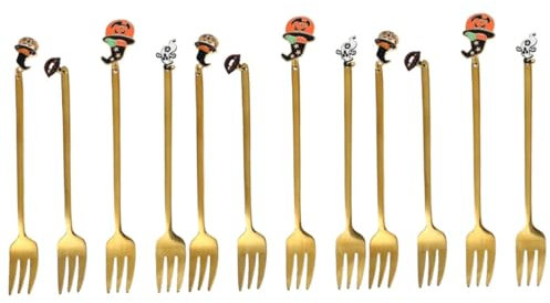 MAGICLULU 12pièces Fourchettes à Dessert Halloween Acier De Fourchettes à Mélanger Citrouilles Fantômes Pour Desserts Et
